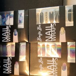 Boujie Bee Nail wraps 4 packs Rainbow, Black & Gold, Flowers, and Purple Silver